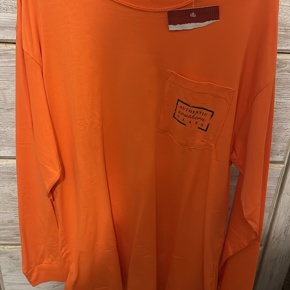 Southern Marsh Men’s Bright Orange Long-Sleeve Pocket Tee